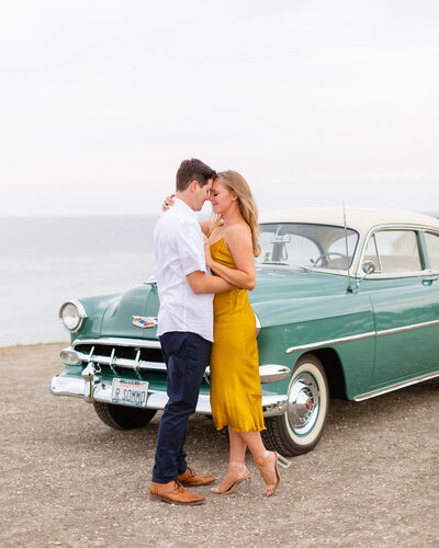 socal engagement photoshoot with vintage car
