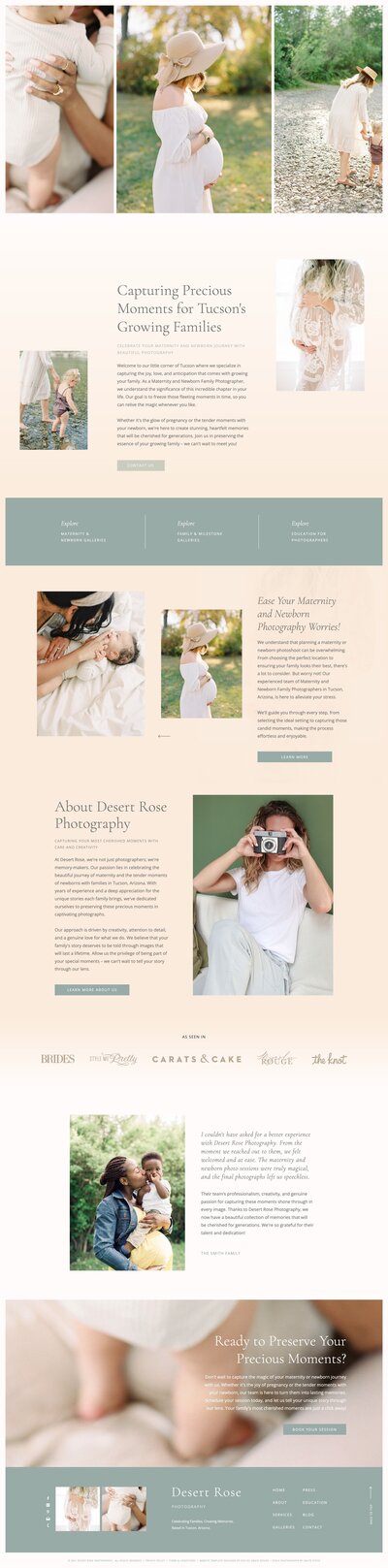 Showit website template for motherhood photographers
