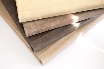 leather bound albums in shades of brown