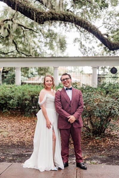 A lovely portrait of Meghan + Michael after their elopement ceremony at Chatham Square in Savannah, captured as part of our Savannah Elopement Package.