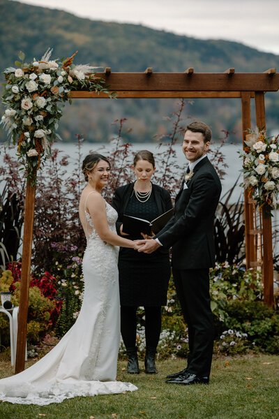 bride and groom embracing