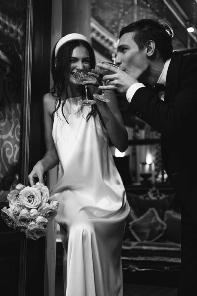 Couple cheers to their Destination wedding