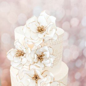 Navy Open rose Sugar flower bundle On wedding cake
