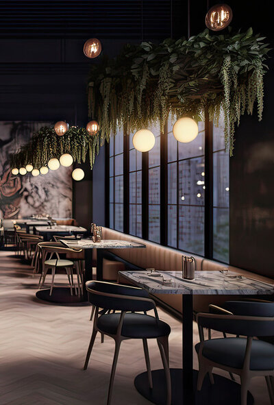 Moody restaurant interior design