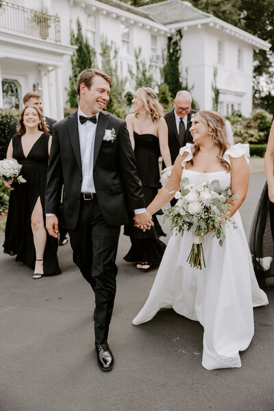 A bride and groom on their wedding day in North Carolina
