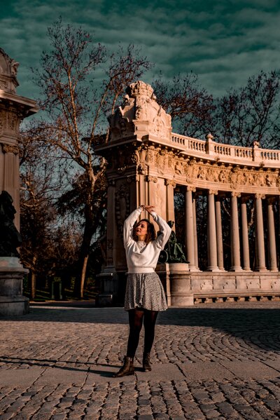 Lady posing outside in Madrid, Spain