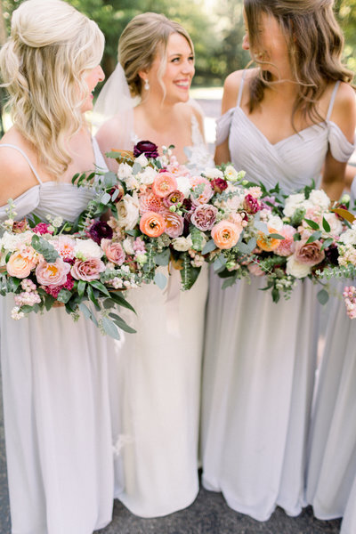 bride and bridesmaids wedding flowers
