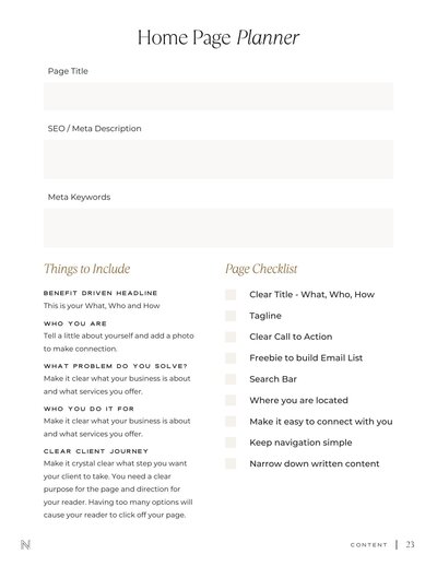 Home Page Planner Pt. 1