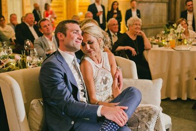 SF bay area wedding photographer - couple crying  during speeches