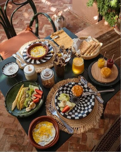 nourishing breakfast at a yoga retreat in Marrakesh Morocco