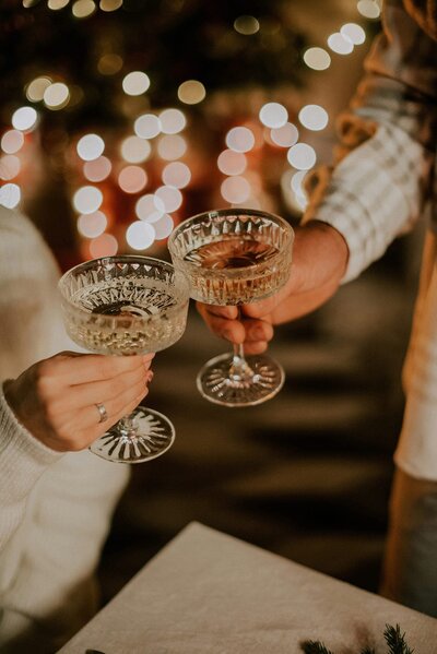 women celebrating a brand launch with champagne.