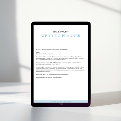 Wedding vendor email and inquiry template bundle for stress-free planning. Includes essential questions to ask vendors and expert tips to avoid common mistakes. A must-have guide for brides and planners hiring wedding vendors.