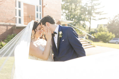 a moment between a bride and groom at St. Sophia Greek Orthodox Church captured by Northern Virginia Wedding Photographer