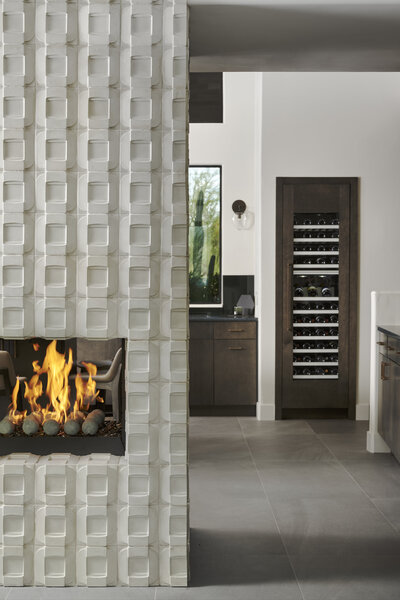 Custom tiled fireplace in a Scottsdale luxury living room