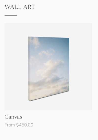 Canvas with cloud print photographer travel print shop
