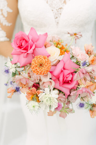 pink and orange bridal bouquet