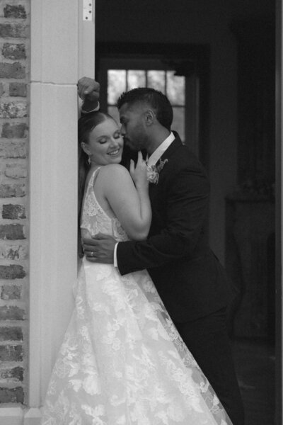 Intimate moment between the bride and groom