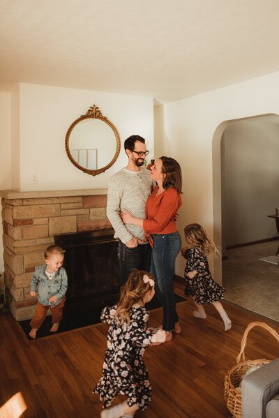 family photo in the living room