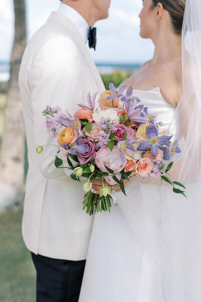 purple wedding flowers classic wedding dress plalm beach wedding planner anna caroline weddings