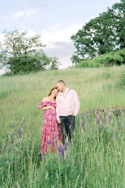 maternity portraits with a colorful dress