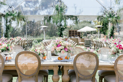 Dinner reception in Montecito for birthday under clear-top tent