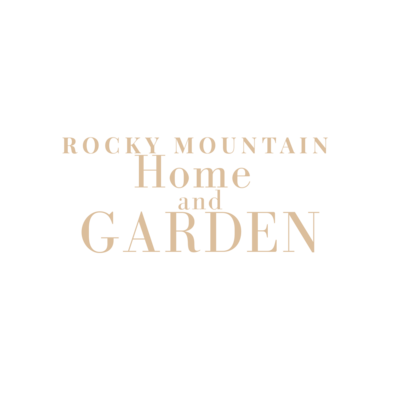 A brown background with tan lettering displaying "Rocky Mountain Home and Garden"