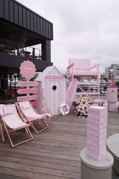LoveShackFancy x Stanley brand activation installation by The Works Collective in Newport Beach.