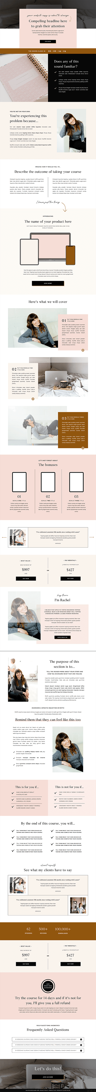 Juniper Showit sales page templates for coaches, creatives and photographers