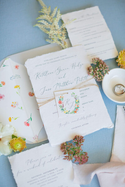 Closeup of invitation suite