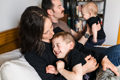 In Home Family Photography two parents two kids