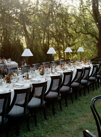 Outdoor wedding reception table in Oxford Mississippi.