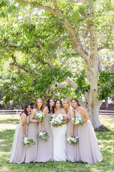 bridesmaids in sand color dresses in moorpark, ca