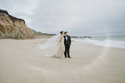 bride and groom kissing