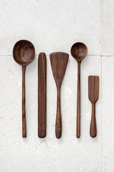 organically shaped kitchen utensils  sourced from offcuts