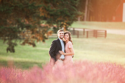 couple in lavender field