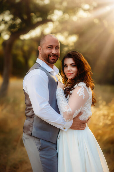 Newlyweds pose for portraits on their Micro Wedding Day in San Antonio, TX.
