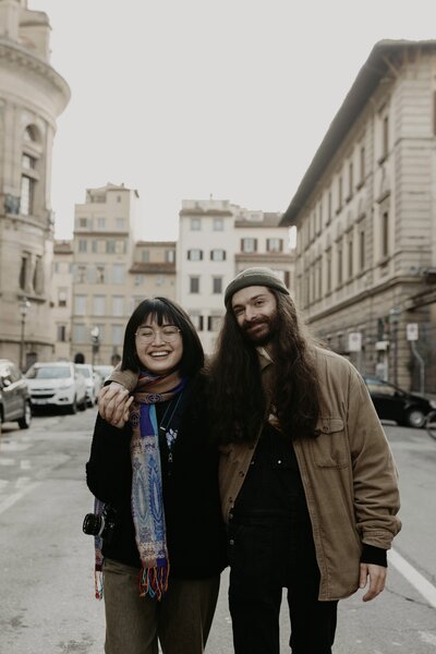 couple standing in street