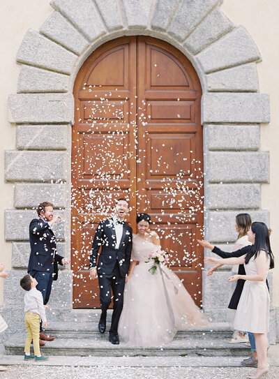 bride and groom processional villa balbiano