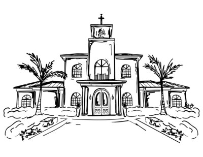 line drawing of wedding chapel