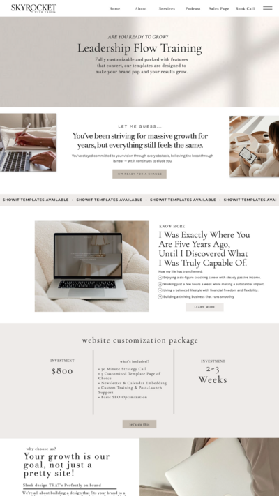 Minimalist Showit Website Designs for Coaches