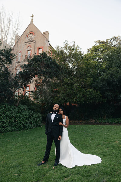 bride and groom kissing