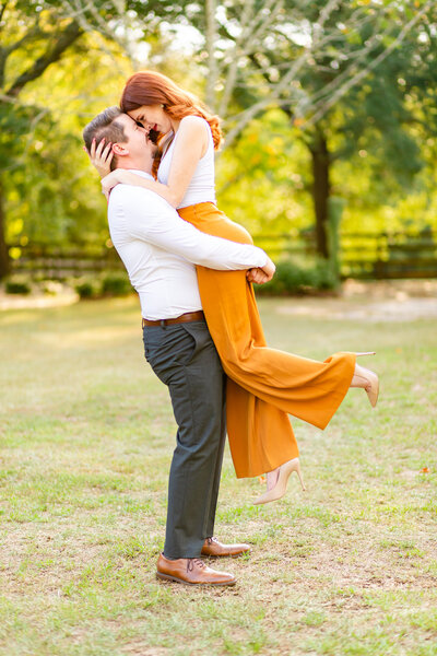 Couple engaged taking beautiful photographs in South Carolina with wedding photographer