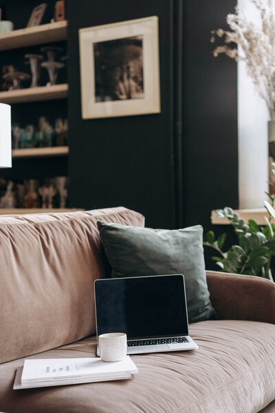 Laptop and Mug on Couch