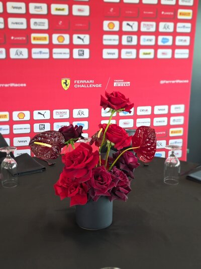 premium table flower centrepiece for Ferrari at Phillip Island Grand Prix Circuit