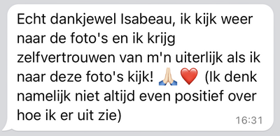 Screenshot van review fotoshoot Isabeau Bosscher Fotografie.