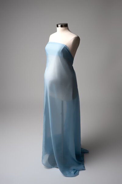 Pale blue chiffon maternity fabric with soft flow

