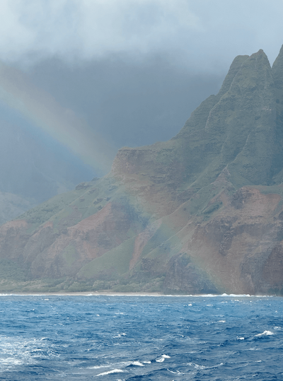 Rainbow at Na Pali Coast on Kauai