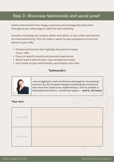 Sales Page Workbook