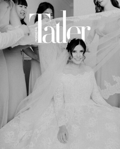 Tatler magazine cover featuring a bride in Elie Saab wedding gown. Luxus Events highlighted for luxury weddings and high society events.