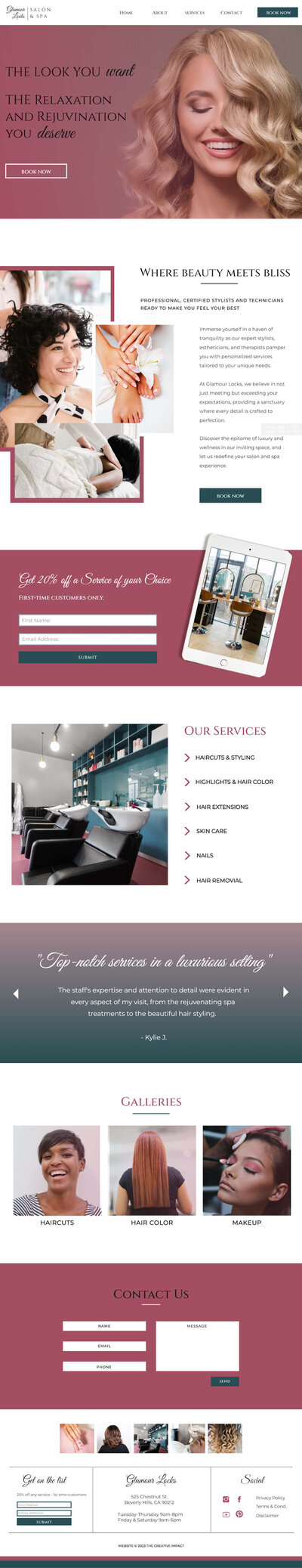 Glamour Locks Website Home Page screenshot 2